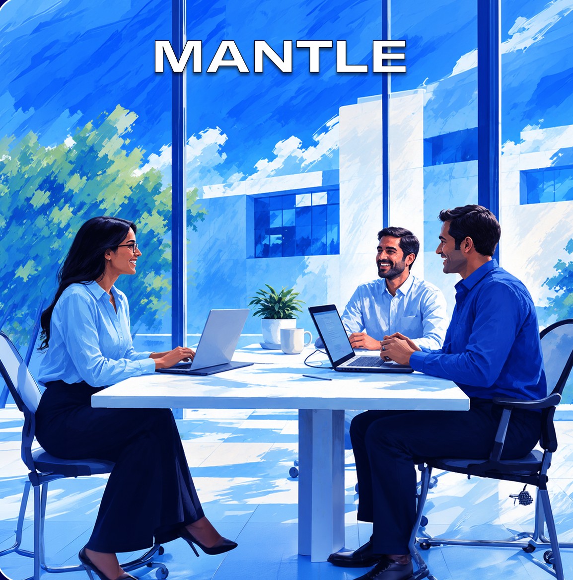 Mantle team discussing a project at a table